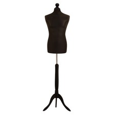 Male Black Tailor’s Dummy Dressmaker’s Mannequin with Blackwood Tripod Stand