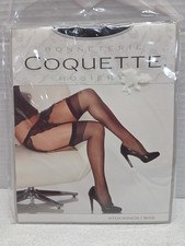 Coquette Stockings 1 Pair Black Sheer Thigh High Womens One Size 1706 NIP