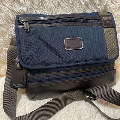 TUMI Alpha Bravo Beale Crossbody Bag Navy Nylon Leather Used Small