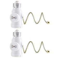 E26 Light Socket to Plug Adapter, 2 Polarized Outlet Bulb Splitter, UL Listed, G