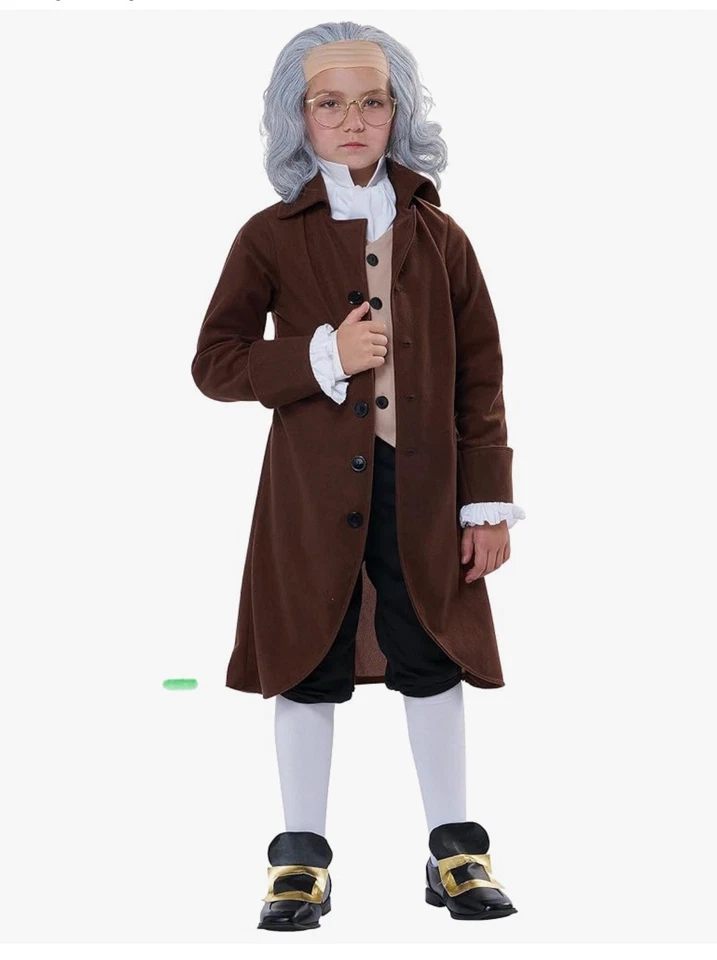 Founding Father Benjamin Franklin Colonial Child Costume Size XL 12/14 - Image 2 of 3