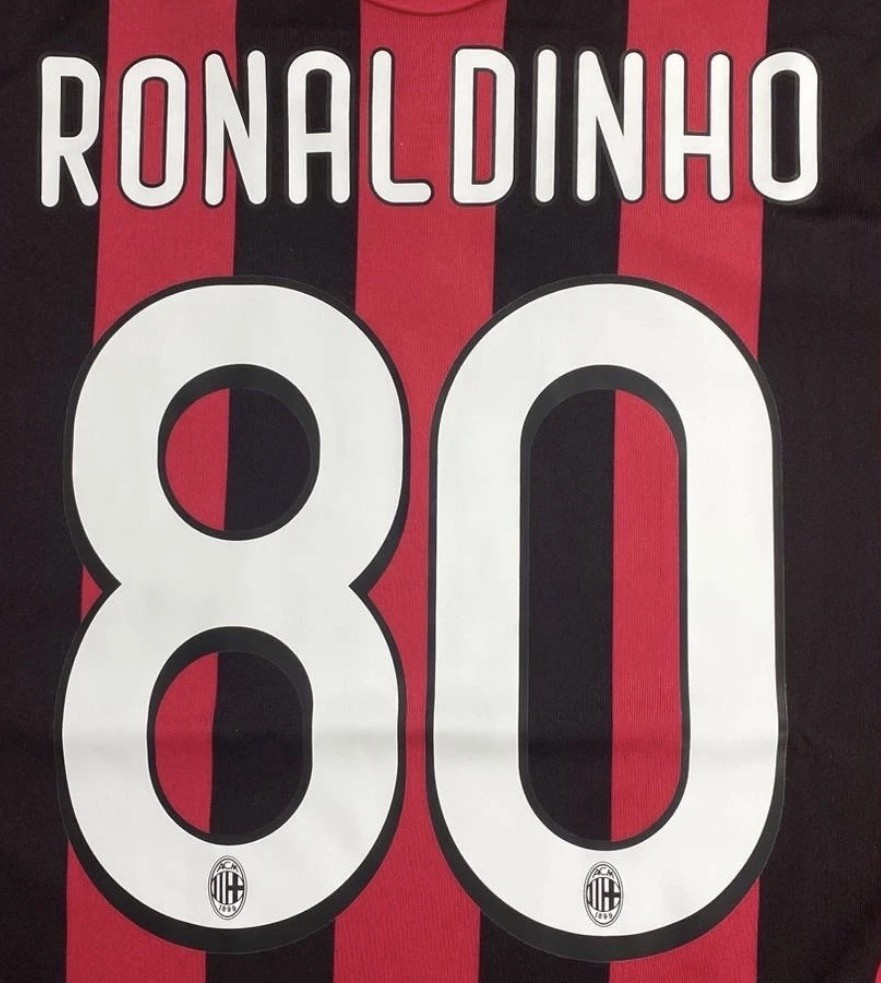 2009 Ac Milan Home 2XL size Jersey Ronaldinho #80 Long Sleeve Vintage Retro