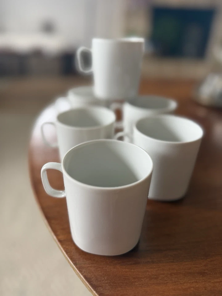 Block Langenthal Switzerland Transition White Set Of 6 Coffee/Tea Flat Cups - Image 2 of 4
