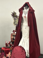 Burgundy Crushed Velvet Cape with Tie Red Riding Hood Theme Red Cape Theme