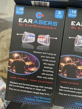 Lot Of 6 Earasers Musician's Hi-Fi Earplugs 4 medium - 2 small