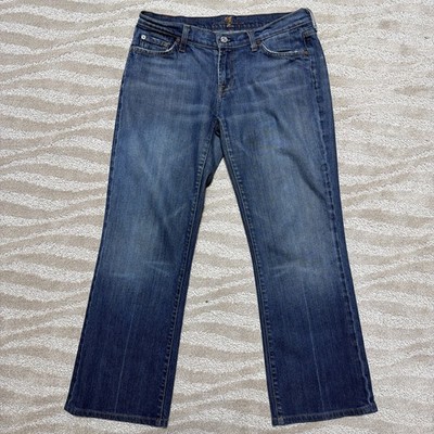 Y2K 7 For All Mankind Women's Bootcut Jeans Blue Yellow Emb Size 30 X 27