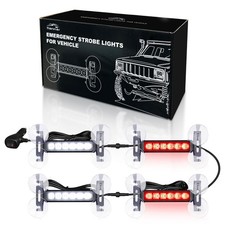 4x 6.1 Inch Emergency Strobe Lights Redwhite 24 Led Waterproof Hazard Warnin... 4x 6.1 Inch Emergency Strobe Lights Redwhite 24 Led Waterproof Hazard Warnin...