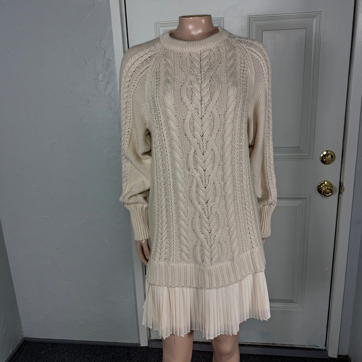 NEW Anthropologie Twofer Cream Sweater Dress S Anthropologie Cable knit Tunic T4 NEW Anthropologie Twofer Cream Sweater Dress S Anthropologie Cable knit Tunic T4