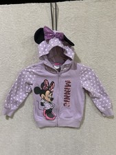 Disney Minnie Mouse Purple Full Zip-Up Jacket Toddler 5T Girl Polka Dot Flaw