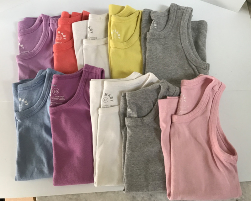 10 Piece Lot Primary Girls Sleeveless Tank Tops/Undershirts Size 4-5