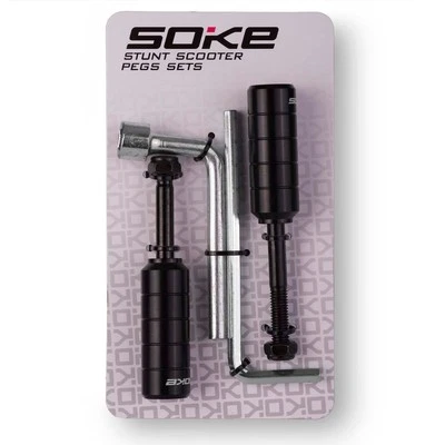 SOKE Scooter Pegs schwarz 2 Stück P1 + Schlüssel