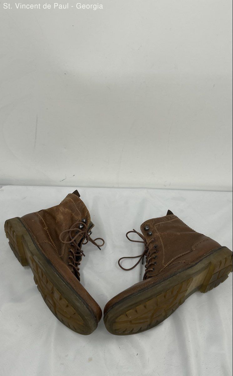 Clarks Brown Solid Wingtip Brogue Leather Boot Me… - image 1