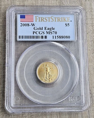2008 W $5 Gold Eagle Burnished 1/10 Oz PCGS MS 70 First Strike RARE KEY DATE
