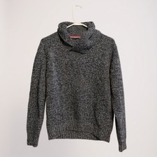 American Eagle Men's Knit Sweater Charcoal Gray Shawl Collar Athletic Fit M
