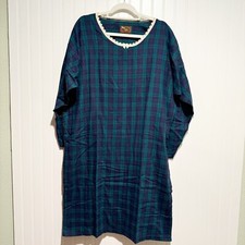 Vintage Alps Flannel Plaid Nightgown Lace Collar Size Medium
