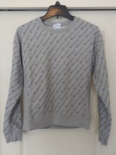 Champion Reverse Weave Sweatshirt All Over Spellout Print Womens Medium Gray