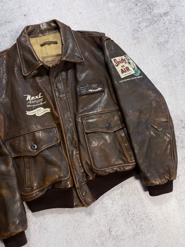 Chevignon Vintage 80s' Leather AirFlyte Jacket A2 US.ARMY Force Avirex Style - Picture 3 of 13