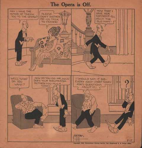 Bringing Up Father - 1919 - Página de dibujos animados - La ópera está apagada - Father Simply Cann - Imagen 2 de 2