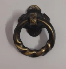 Twisted FURNITURE Hardware Drawer Drop Ring Pull KNOB 1-5/8" Satin Brass