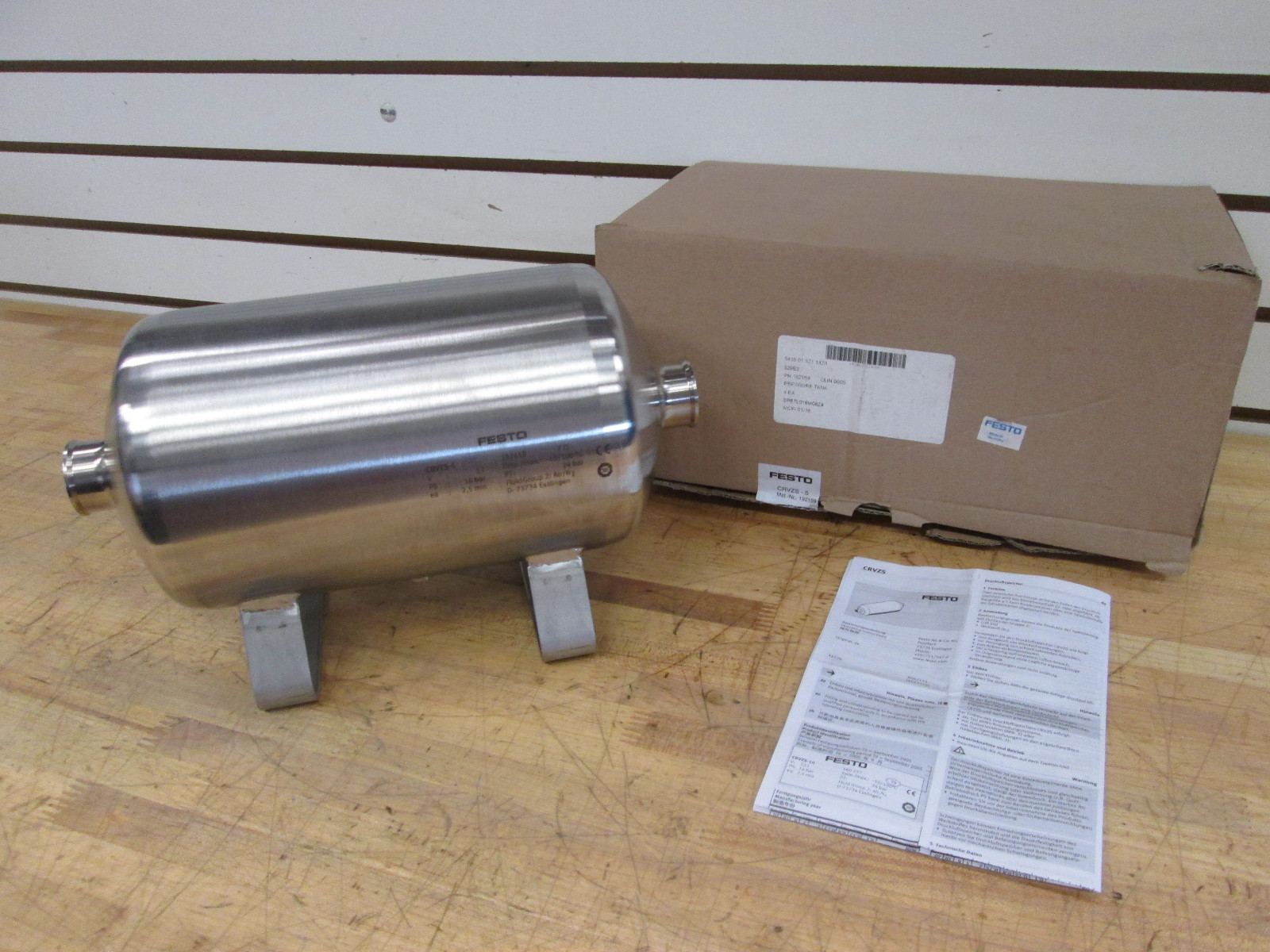 FESTO COMPRESSED AIR RESERVOIR / TANK 1.32 GALLONS P/N CRVZ5 192159