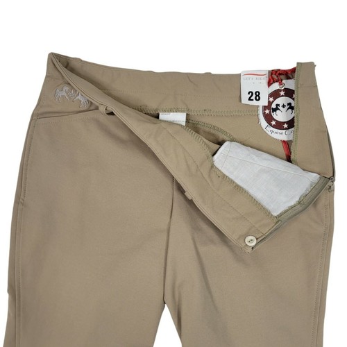 Equine Couture Coolmax Champion Side Zip Breeches Ladies Size 28 Safari Taupe - Picture 3 of 5