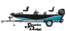 Boat Wrap Black Blue White Vinyl Graphic Decal Kit Fishing Abstract Waved Lines