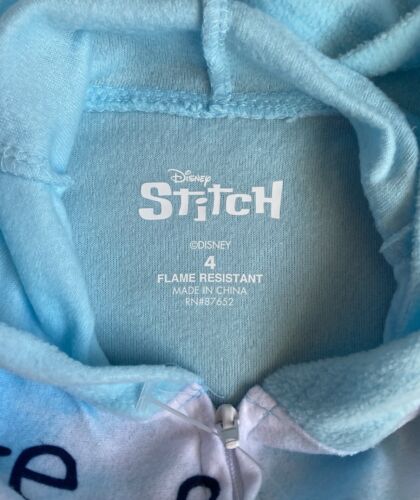 Disney's Lilo and Stitch Cute and Fluffy Girl's Hooded Fleece Pajama Sleeper NWT - Picture 2 of 3