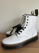 Doc Martens White Zavala Leather Combat Boot Lace Up Men's 9 Women's