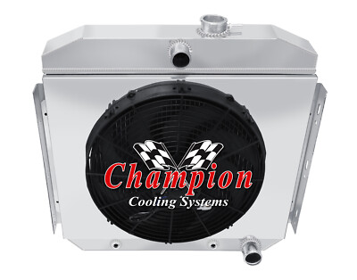 AL 4 Row Radiator,16'' Fan,Shroud for 1955 1956 Chevrolet Bel Air 6 Cyl Mount