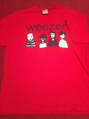 Weezer 🧇Vintage T Shirt AAA🍟 Red XL Never worn🌭 100% cool 🌮 | eBay