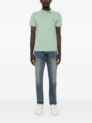 Polo Ralph Lauren Men's Custome Slim Fit Mesh Polo, Sage Green, Small