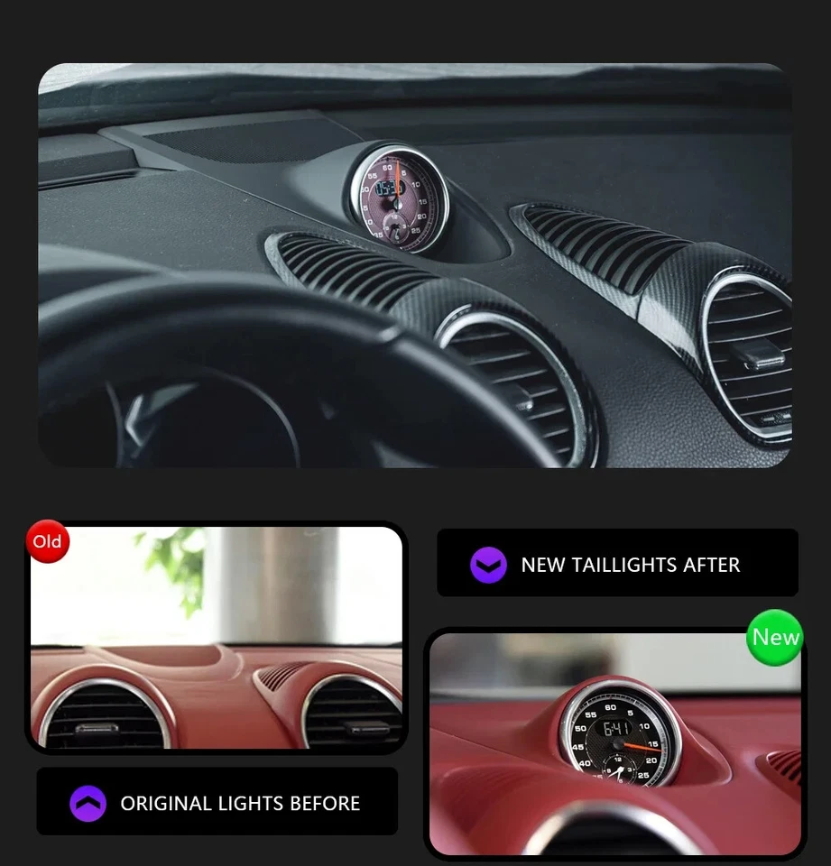 NEW Sport Chrono Stopwatch Mounted Car Dashboard for Porsche 718 Boxster Cayman Foto 4 de 4