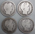 1907 P D O S Silver Barber Half Dollars 50c US Type Coins Year Set Circulated YG