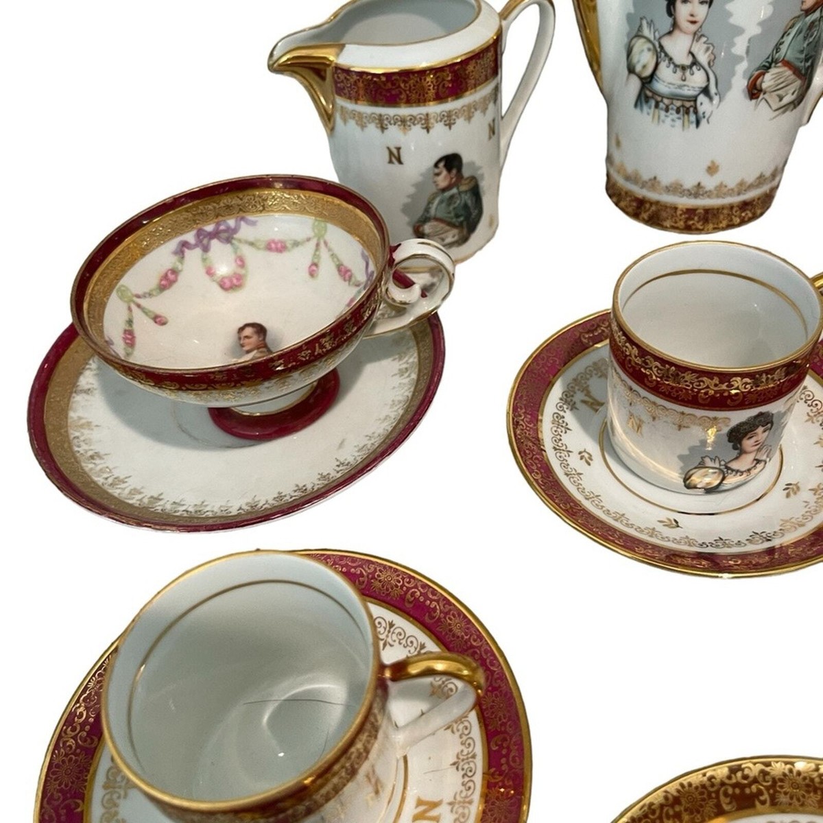 SERVICE À CAFÉ, porcelaine de luxe,FD France, Napoléon et Joséphine