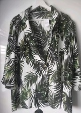 Ladies 3/4 Sleeve Summer Jacket Blazer Top Size 18 Palm Leaf Pattern Summer