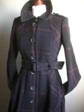 Princess Coat Fit Flare Long Trench Victorian Belt Check 8 6 Jasper Conran Pink