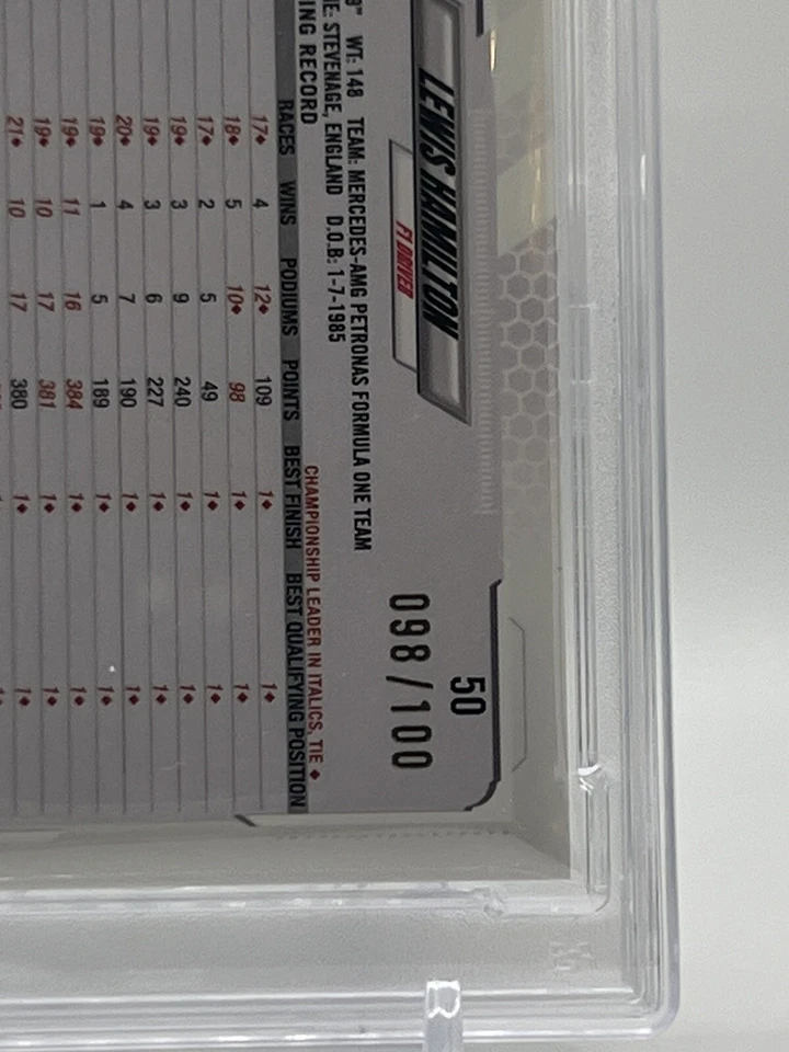 2021 Topps Chrome F1 Sapphire Ed Negative #50 Lewis Hamilton 98/100 PSA 10 POP 2 - Image 3 of 3