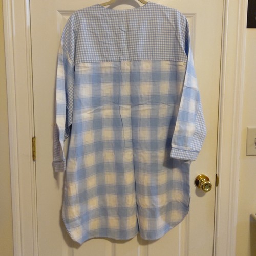 NEW Laura Tyler Blue & White Cotton Nightshirt Size L - Picture 5 of 6