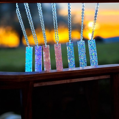 Opal Resin Necklaces   Unique, One-of-a-Kind Stainless Steel Chain.