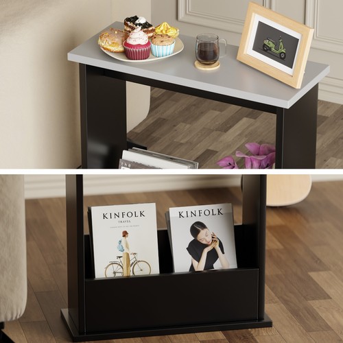 Slim Side Table with Storage Small Space Sofa End Table Bedside Living Room Home - Picture 39 of 65