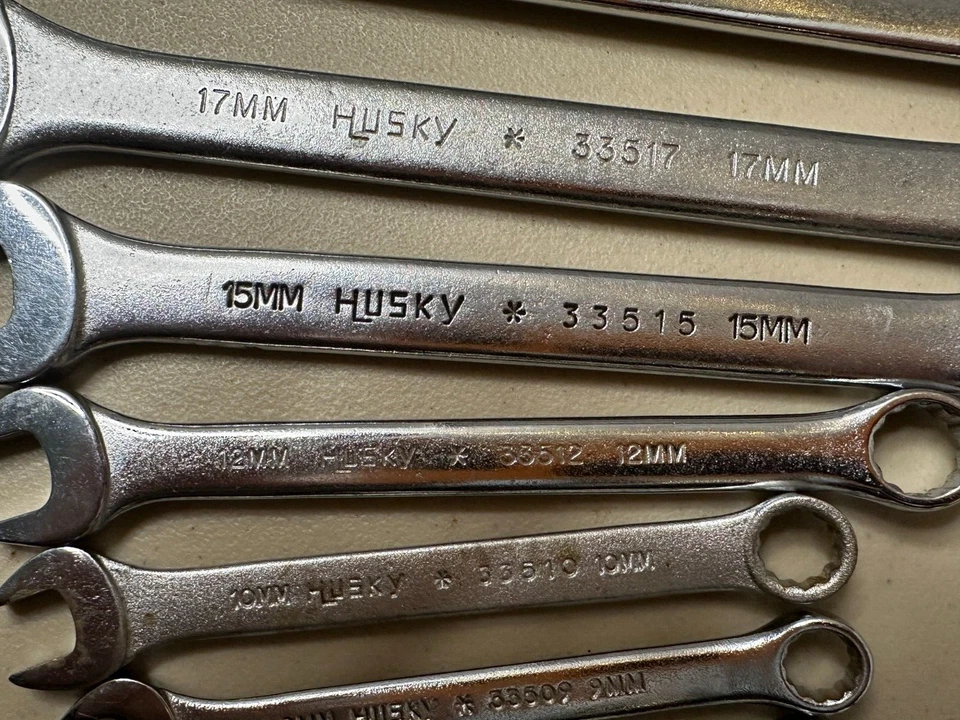Juego de llaves combinadas métricas Husky Tools vintage de 7 piezas EE. UU. ¡Ver fotos! Foto 4 de 4