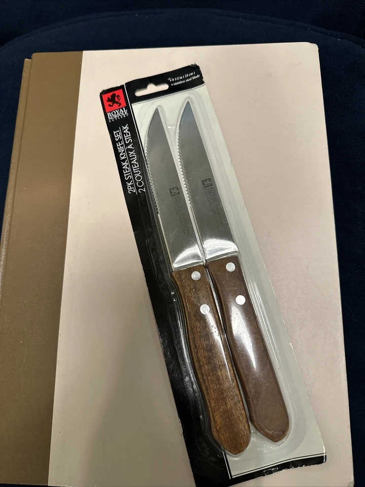 Juego de 2 cuchillos para carne de cocina Royal Norfolk cubiertos, cuchillas de acero inoxidable Foto 3 de 4