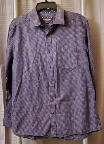 Johnston & Murphy Shirt Men's L Purple Diamond Contrast Cuff L/S Button - Picture 4 of 6