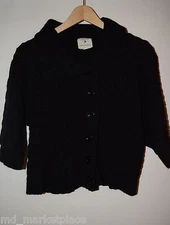 Forever 21 F21 Twenty One Womens Chunky Cable Knit Cardigan Sweater Black M 8 10