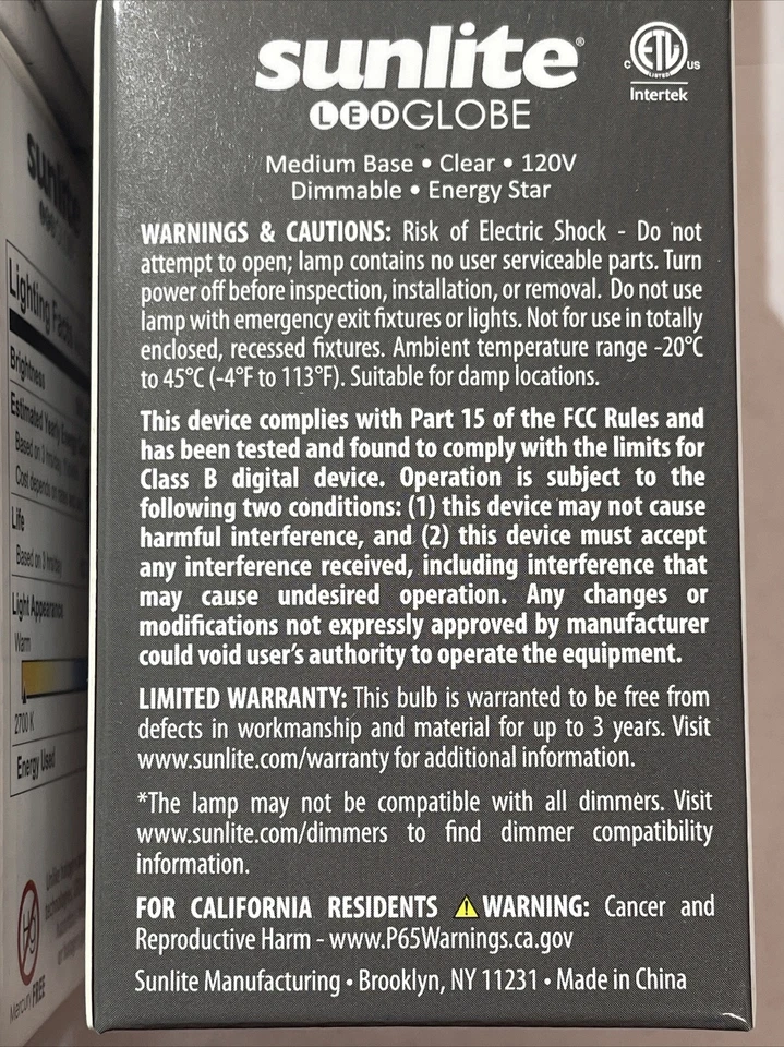 Sunlite LED G16 Globe 5W (40W Equivalent) Medium (E26) Base, Warm White 6pk - Image 3 of 4