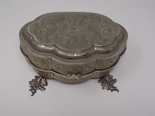 Fred Zimbalist Thorens? Musical Casket Jewelry Box Engraved Silver Plate