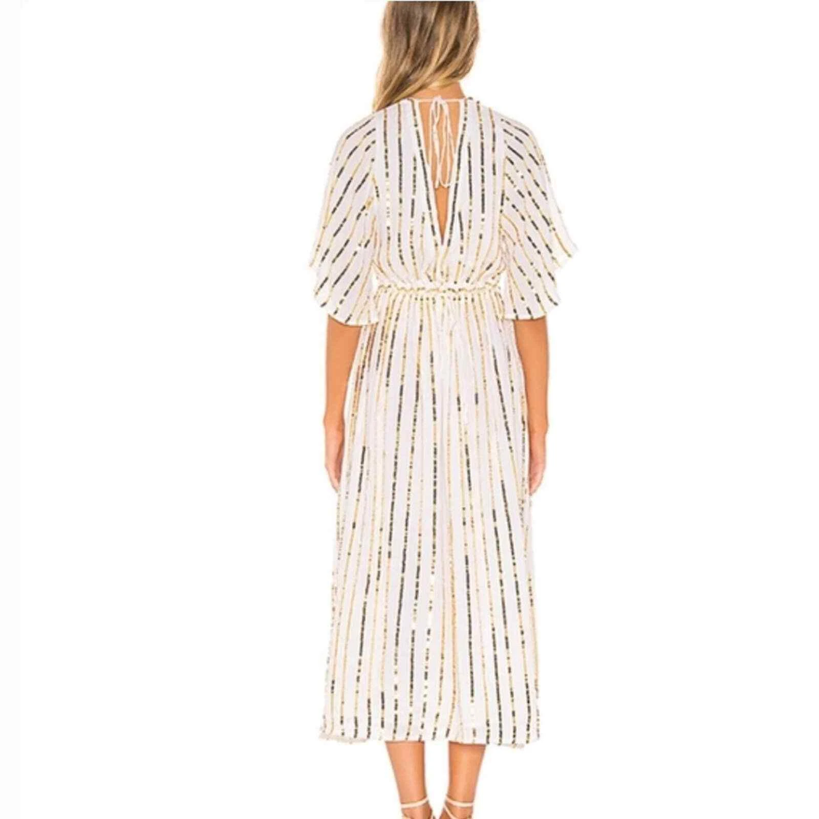 OFF WHITE Abito Revolve Sundress Carolina in bianco e oro taglia unica