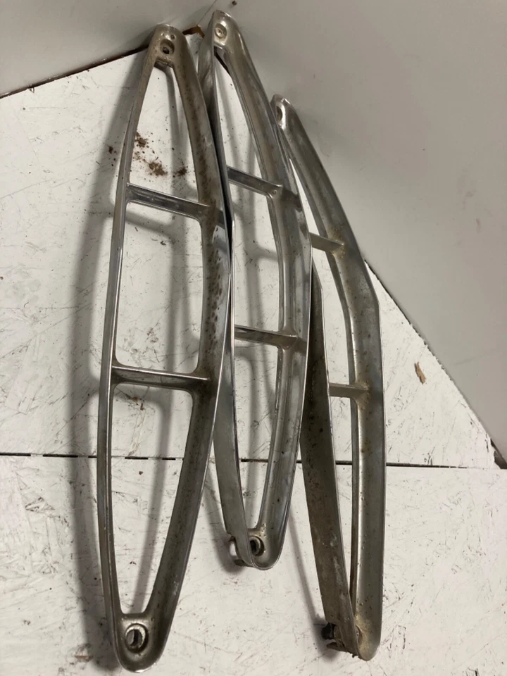 1967 1968 Cadillac Deville Fleetwood Rear Tail Light Chrome Trim Bezels - Image 3 of 4