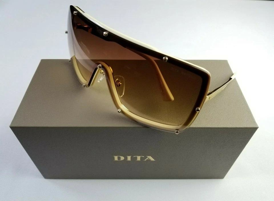 GAFAS DE SOL DITA RAYGUN 23003B-153 TITANIO ORO 18K MARFIL ESCUDO HUESO HECHAS EN JAPÓN