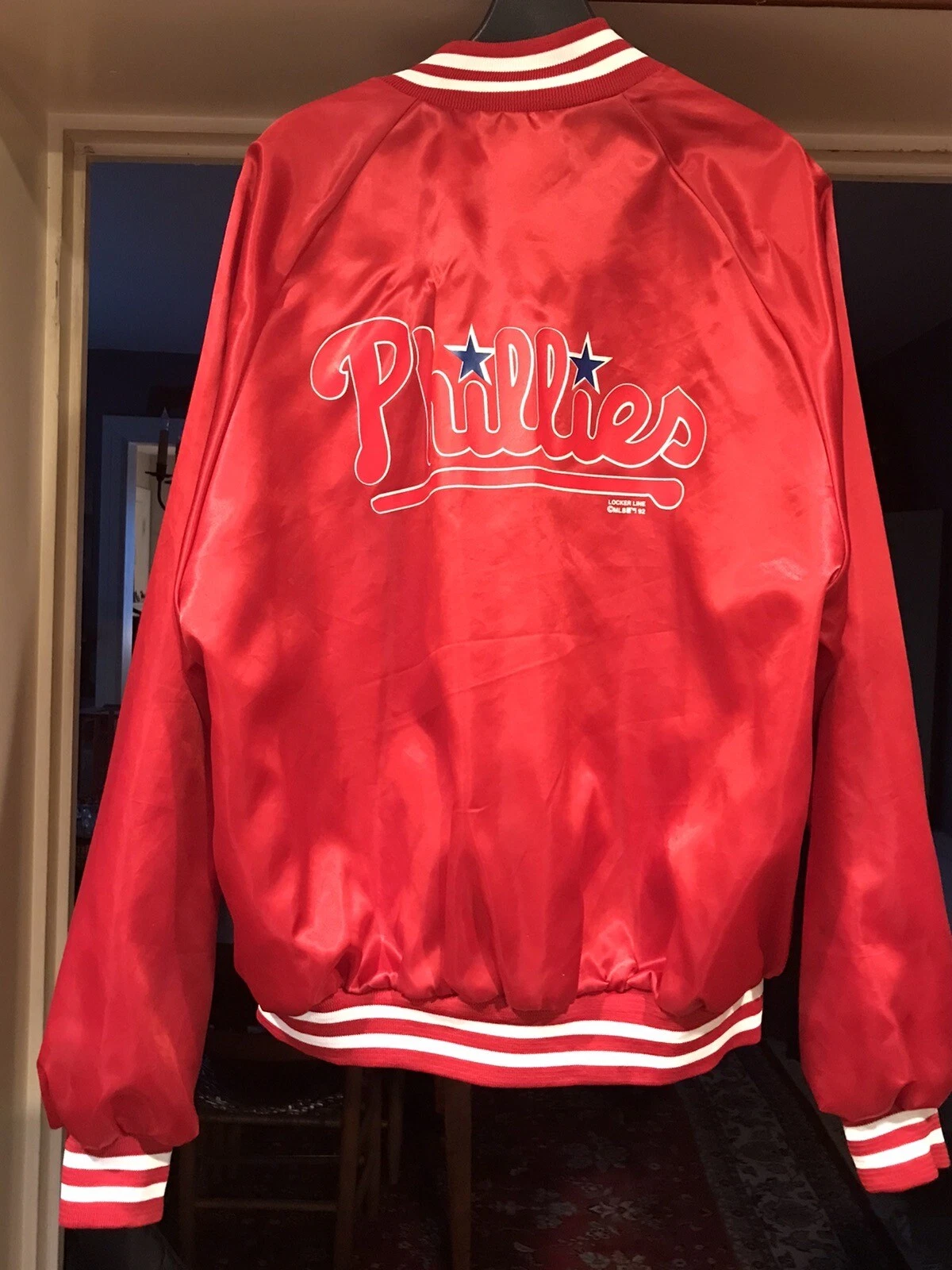 Vintage '92 Philadelphia Phillies Locker Line Satin Snap-up Jacket XL Minty image 2